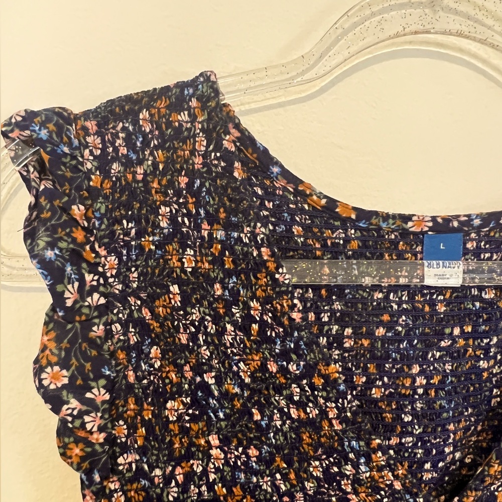 Old Navy Floral Prairie Maxie Dress - Navy Blue | Size L